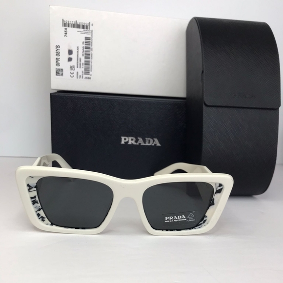 Authentic New PRADAPR 08YS white havana black Sunglasses - Picture 7 of 14